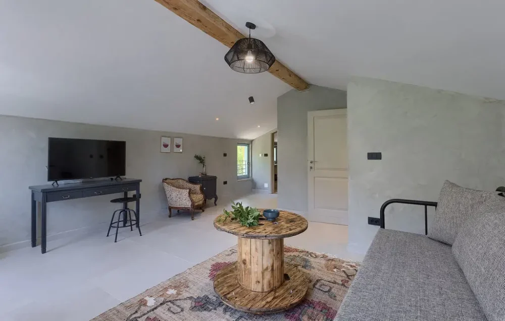 Modern living room with TV and sofa