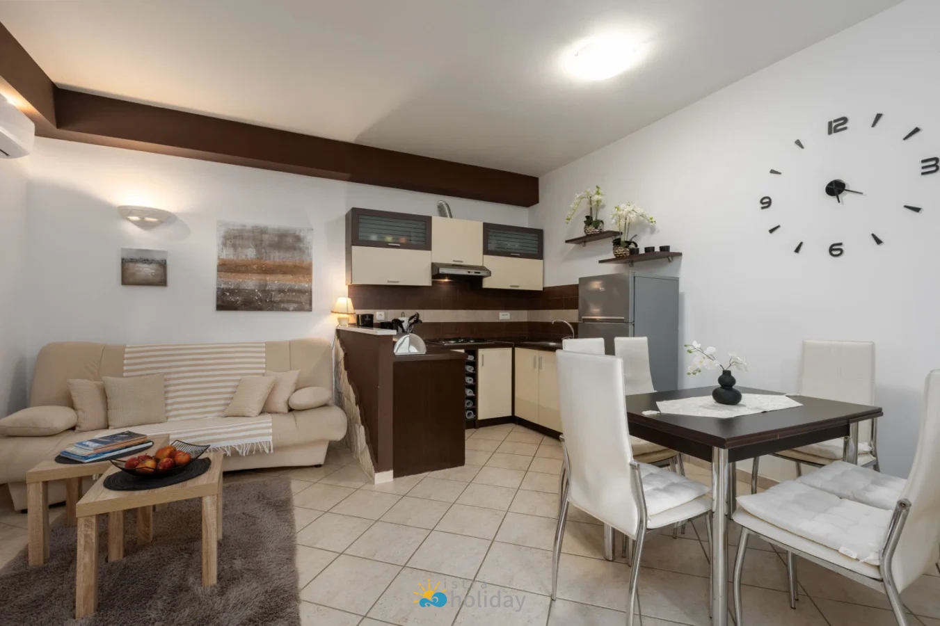 Modern open-plan living room and kitchen interior