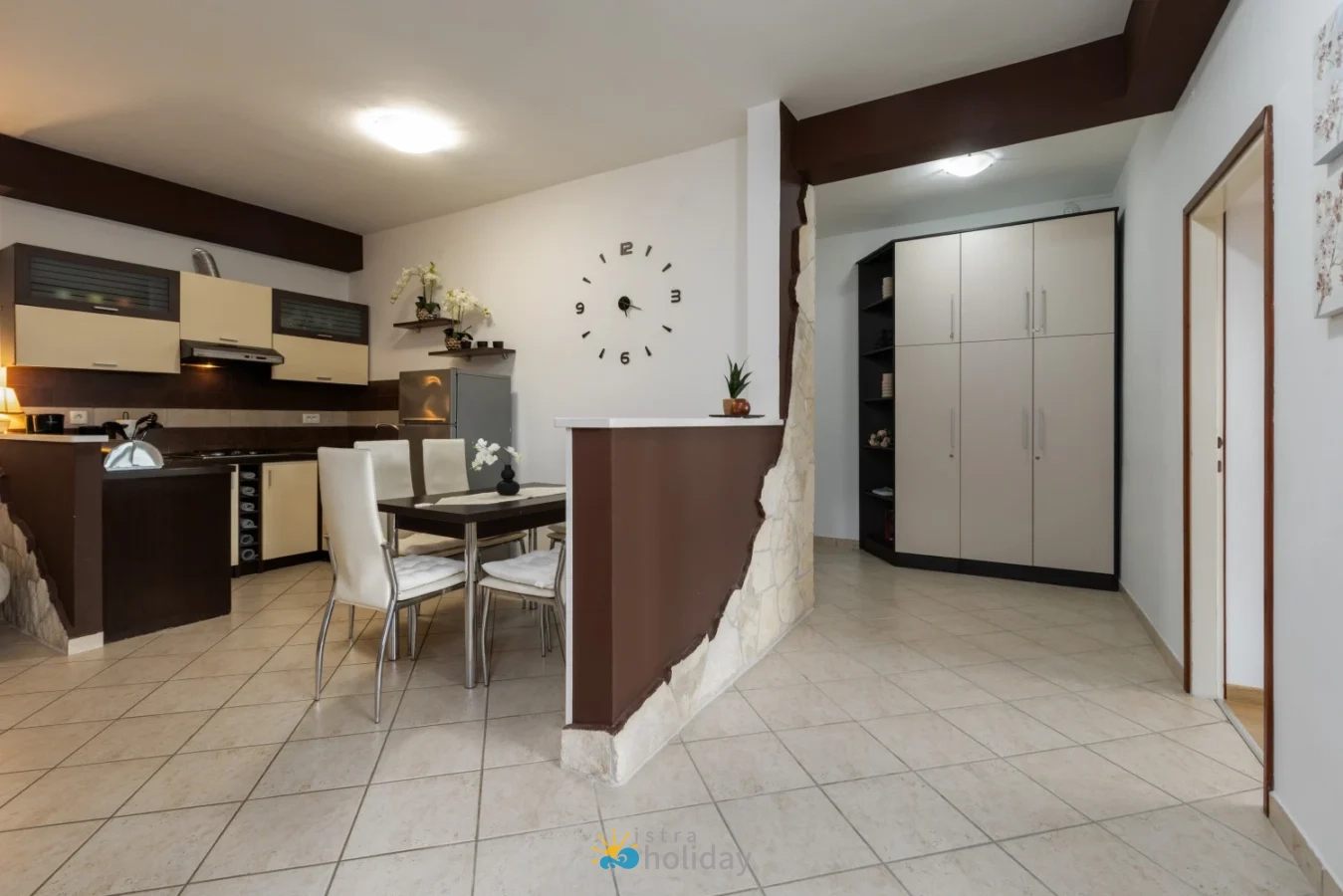 Modern open-plan kitchen and dining area interior
