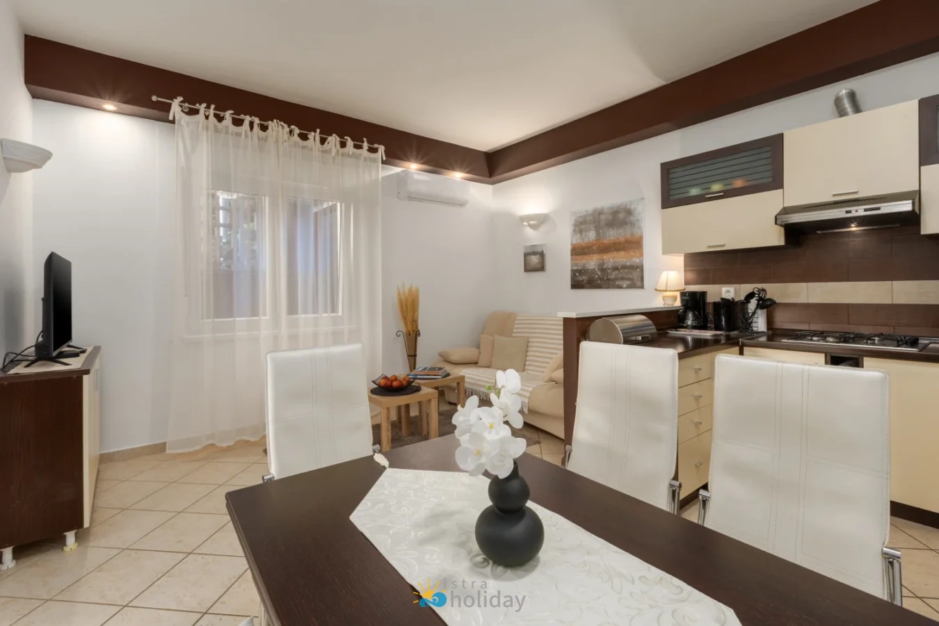 Modern open-plan kitchen and living room interior